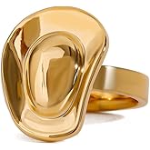 Country Concert Cowboy Hat Rings For Women Men 14k Gold-Tone Plated Fashion Western Boho Rodeo Cowgirl Finger Band Stacking Knuckle Comfort Fit Ring Unique Trendy Statement Jewelry Gifts Birthday