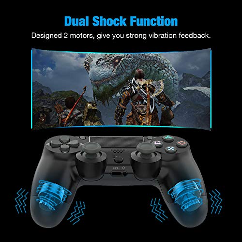 Y-Team Wireless Controller for PS4 Video Game Gamepad Controller with Motors Touchpad Joystick Audio Indicator and USB Cable for Playstation 4/Pro/Slim（Black）