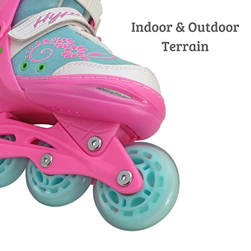 Hype Sherbet Adjustable Inline Skates Kids rollerblades Girls - Roller Blades for Youth, Kid, Girl, Boys - Comfortable fit - Safety non-slip wheels (Blue/Pink) - Thumbnail 6