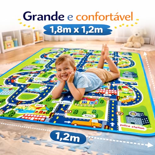 Tapete Infantil de Pano Térmico, Tema Dinossauros, Colorido, para Bebês e Crianças (Cidade)