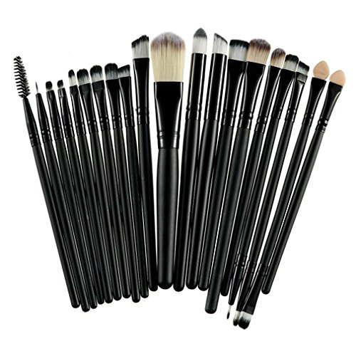 20Pcs Makeup Brushes Set Highlighter Eyeshadow Brow Brush For Makeup Blending Brush Set Black and Black