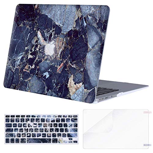 MOSISO MacBook Air 13 inch Case (A1369 & A1466, Older Version 2010-2017 Release), Plastic Pattern Hard Case&Keyboard Cover&Screen Protector Only Compatible with MacBook Air 13, Navy Blue Marble