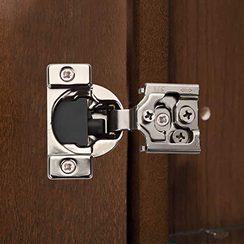 Furniware 20 Pack Self Closing Cabinet Hinges, 3/4" Overlay Cabinet Hardware Hinges Nickel Plated- 105 Degree