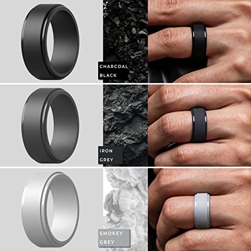 ThunderFit Silicone Wedding Rings for Men, Flat