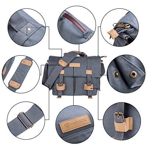 DSLR SLR Camera Case,Vintage Canvas Shoulder Messenger Bag Sling Camea Bag Backpack with Shockproof Insert,Grey