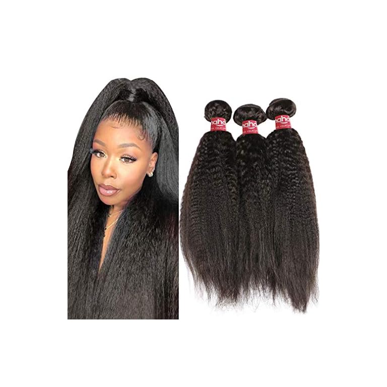 Haha Yaki Straight Hair 3 Bundles Brazilian Kinky Straight Human Hair
