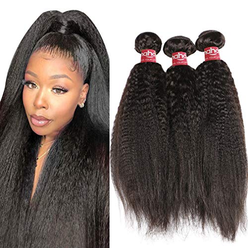 Haha-Yaki-Straight-Hair-3-Bundles-Brazilian-Kinky-Straight-Human-Hair-Bundles-10A-Yaki-Hair-Extensions-10-12-14-Inches-Natural-Black-Virgin-Hair-300-Gram