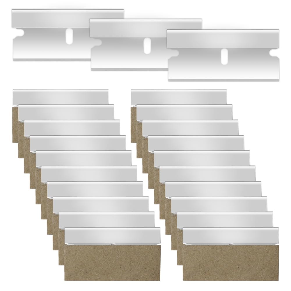GYSRXS 100 Piece Scraper Blades Made of Metal Non Scratch Glass Scraper Blades Double-Edged Scraper Blades for Removal for Car Window Ceramic Plastic Scraper,4×1.9CM
