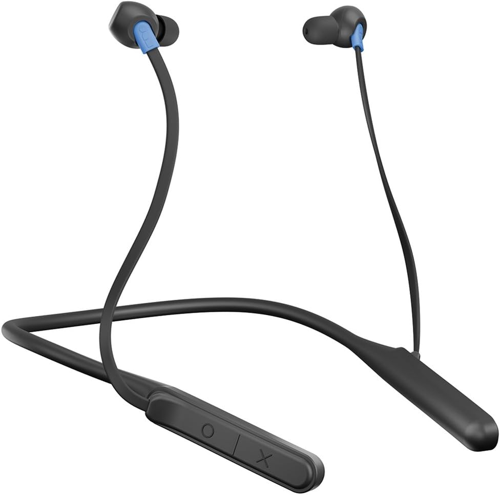 Jam Tune In Neckband Style Bluetooth Headphones, 9mm Drivers, 12 Hour Playtime, 10 Metre Range, Hands Free Calling, IPX4 Sweat and Rain Resistant Wireless Workout Earbuds - Black