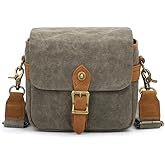 Vintage Canvas DSLR/SLR Camera Bag - Thick Protective Case for Camera and Lens - Water Resistant - Sling Shoulder Bag for Photography, Hiking, Shooting, and Traveling(Army Green)