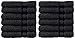 COTTON CRAFT Ultra Soft 12 Pack Wash & Face Cloths 12x12 - Highly Absorbent Bathroom Shower Kitchen Utility Towels - Use Everyday - Easy Care Machine Wash - Premium Ringspun Cotton 580 GSM - Black