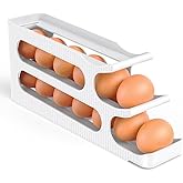 Sotfamily Egg Holder for Fridge, 3 Tiers Auto Rolling Egg Storage Organizer for Refrigerator, Slim Space Saving Container, Di