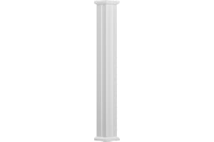 AFCO EA0808ENFSBTUTU 8" x 8' Endura-Aluminum Column, Square Shaft (Load-Bearing 24,000 lbs), Non-Tapered, Fluted, Textured White Finish w/ Capital & Base