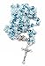 Unique Turquoise Crystal Beads Rosary Catholic Necklace Holy Soil Medal & Cross