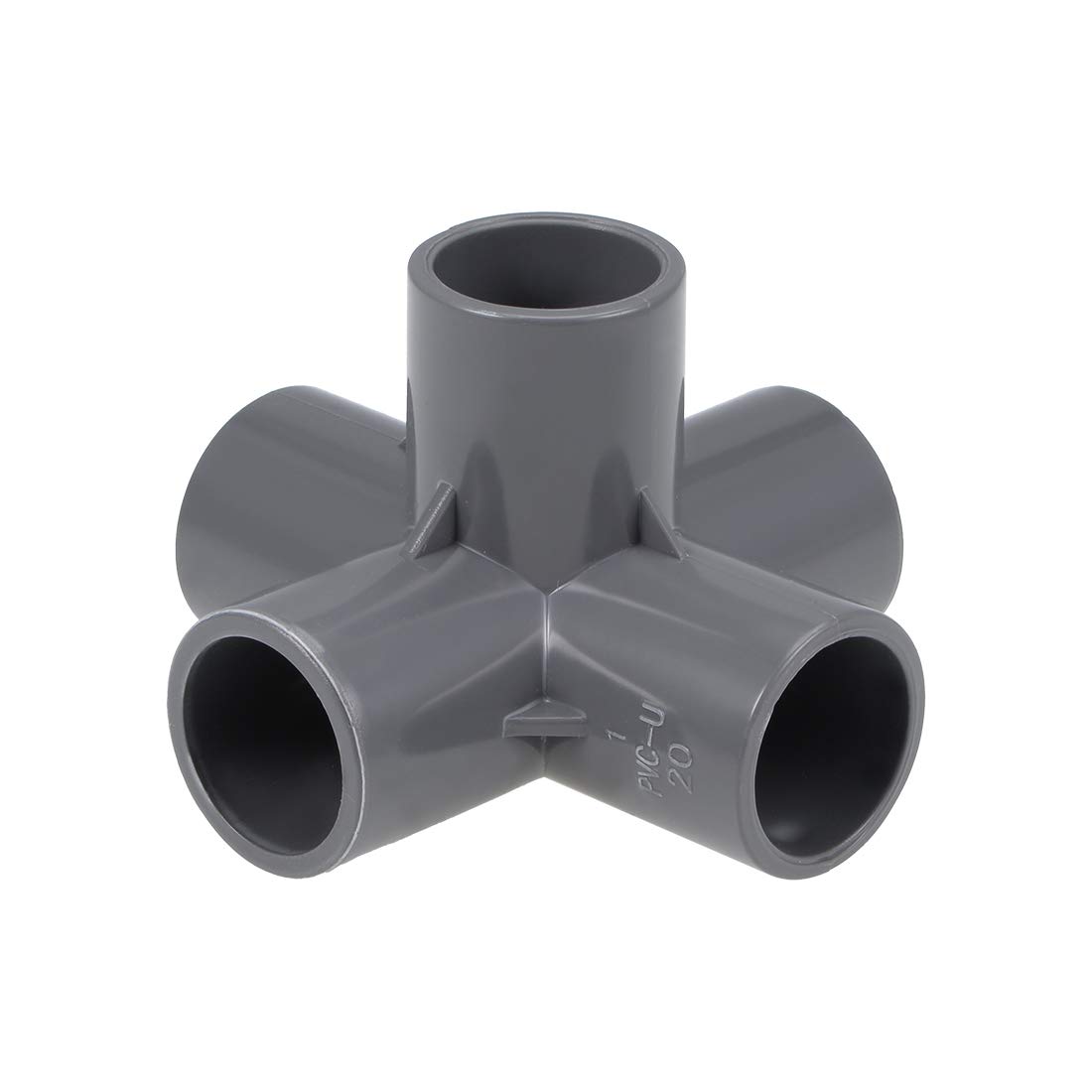 sourcing map 5-Way Elbow Metric PVC Pipe Fitting Furniture Grade 20mm Size Tee Corner Fittings Gray 10Pcs