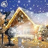 LED Christmas Projector Lights, Snowfall Light Waterproof Snow Flurries Landscape Spotlight White Snowflakes with Wireless Remote Decoration for Holiday, Wedding, Party, Garden