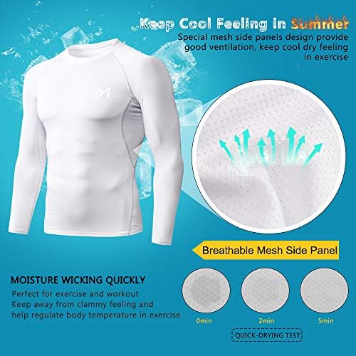 MEETYOO Men's Compression Shirt, Cool Dry Long Sleeve Underwear Top for Men, Sport Fitness Base Layer 2 51yDm2y553L. AC