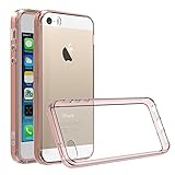 iPhone 5S Case, iPhone SE Case, SmartLegend Cyrstal Clear Cushion TPU Slim Bumper and Transparent Solid Arcylic PC Hard Back Panel Ultra Hybrid Protective Case Cover for iPhone 5 5S SE - Rose Gold