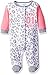 BON BEBE Baby Girls' Footed Snap Front Coverall with Applique, Cheetah Pink, 0-3 Months