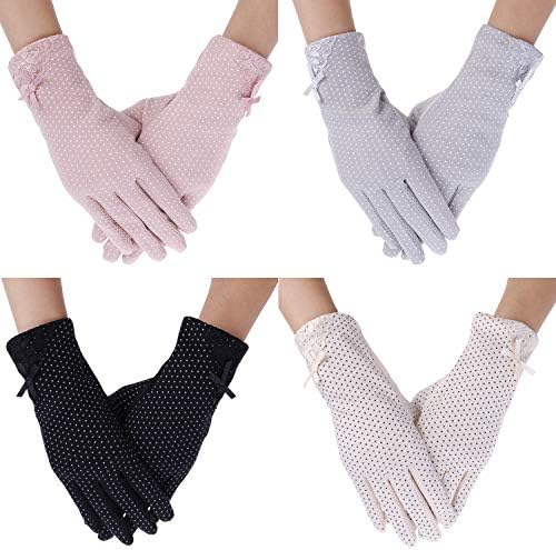 4 Pairs Women UV Protection Sunblock Gloves Non-slip Driving Gloves for Summer Outdoor Activities, 4 Colors