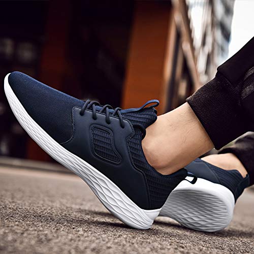 DierCosy Mens Running Shoes Tennis Shoes Mesh Breathable Lightweight Slip on Gym Walking Sneakers Blue 10.5