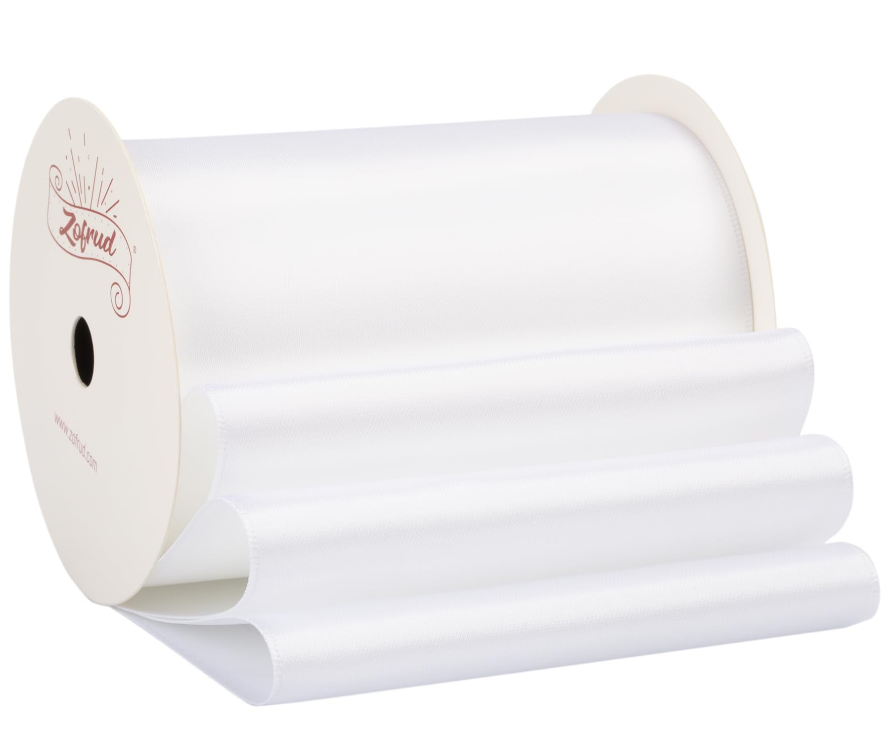 Zofrud White Satin Ribbon 100mm x 9 Meters - Large Ribbon Ideal for Bows, Gift Wrapping, Flower Bouquet, and Crafts