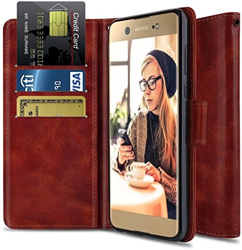 OTOONE Wallet Stand Case for Sony Xperia XA1 Ultra with Genuine PU Leather Flip Cover and Card Slot Holder Design for Sony Xperia XA1 Ultra Dual G3212,G3226 6โโ 2017 (Burgundy)