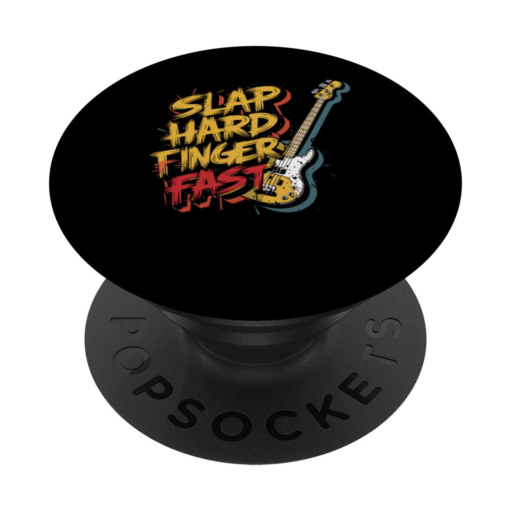 Electric Bass Slap Hard Finger Fast, Bass Guitar Player PopSockets Swappable PopGrip