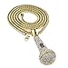 Bling Cartel Microphone Pendant Iced Gold Finish Music Mic Charm with 36 Inch Franco Necklace Hip Hop Chain
