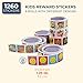 Juvale 1260 Count, 6 Rolls Square Teacher Reward Stickers for Students, Happy Face Stickers, Self-Adhesive Good Job Stickers for Kids, School Supplies, Banners, Binders and Homeworks