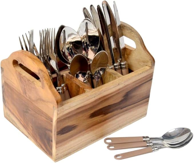 Kesha Spree Spoon Stand for Dining Table Chammach Stand Wooden cutlery