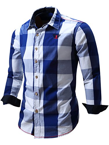 Neleus men s long sleeve button down plaid shirts,112,blue,m,tag …