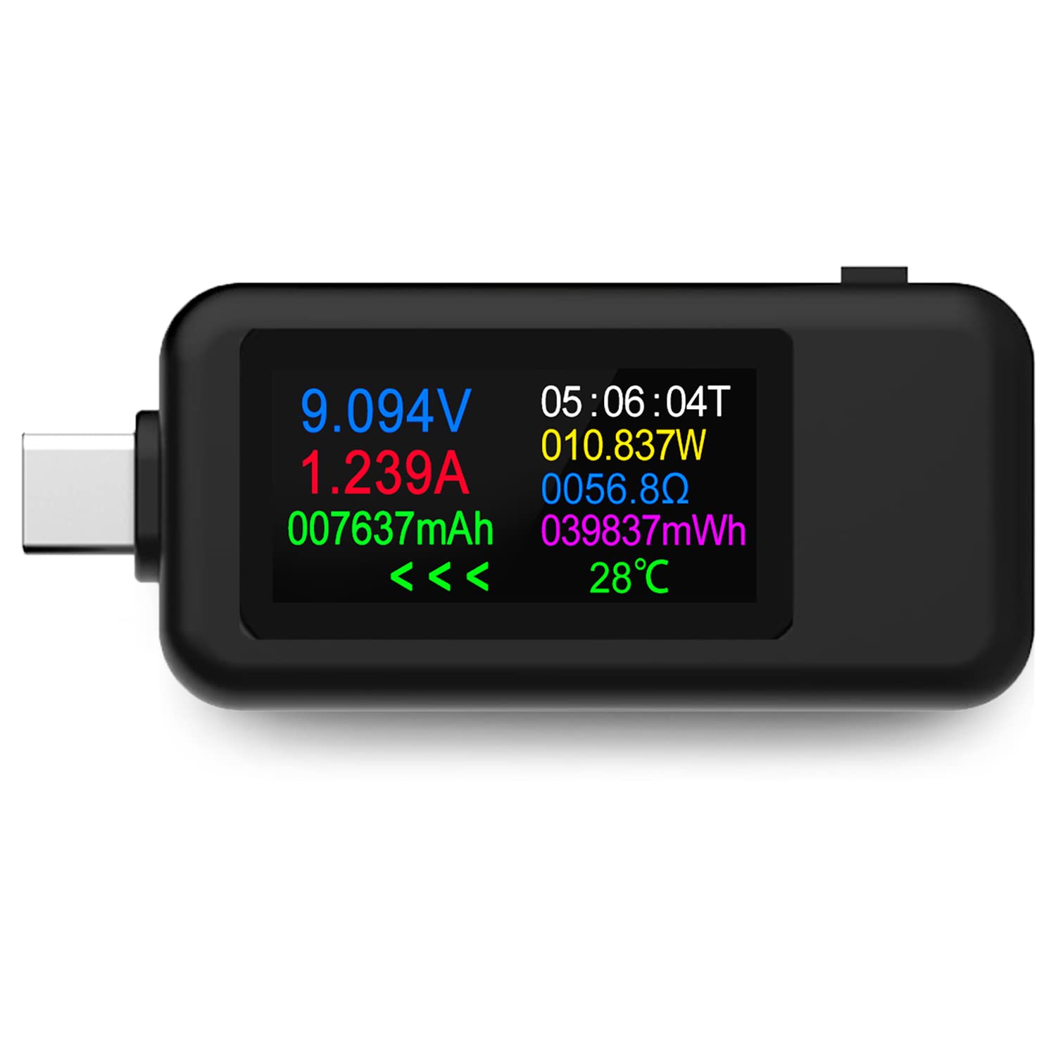 Photo 1 of YOJOCK USB C Tester Voltmeter Power Voltage and Current Tester Meter 0-5.1A 4-30V USB Power Capacity, Temperature, Working Time Volt Ammeter Detector IPS Color Display LCD Power Charger Detector