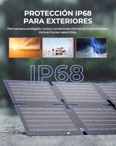 BigBlue Cargador Solar Plegable de 60W, ETFE Panel Solar Portátil QC3.0+PD45W+Salida de CC de 22,2V 【IP68 Resistente al Agua y Soporte】 para acampada, Compatible con Celular Tableta Generador Solar