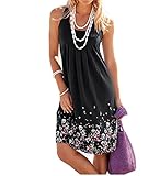 Hello Today Womens Beach Long Sleeve Floral Printed Casual Tunic Dress Sleeveless Printed Vest Floral Summer Sundress