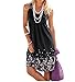 Hello Today Womens Beach Long Sleeve Floral Printed Casual Tunic Dress Sleeveless Printed Vest Floral Summer Sundress