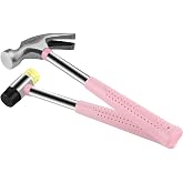 LOZAGU 8oz Hammer, 2-Piece Small Claw Hammer &amp; Rubber Mallet Hammer Mini Hammer Set(Pink)