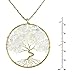 AeraVida Simulated Clear Moonstone Eternal Tree of Life Brass Beads Long Necklace