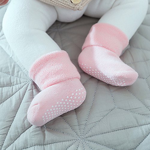 VWU 6 Pack Baby Socks with Grips Toddler Thick Cotton Socks Anti Slip 0-3 Years Old (3-12 months) - Thumbnail 3