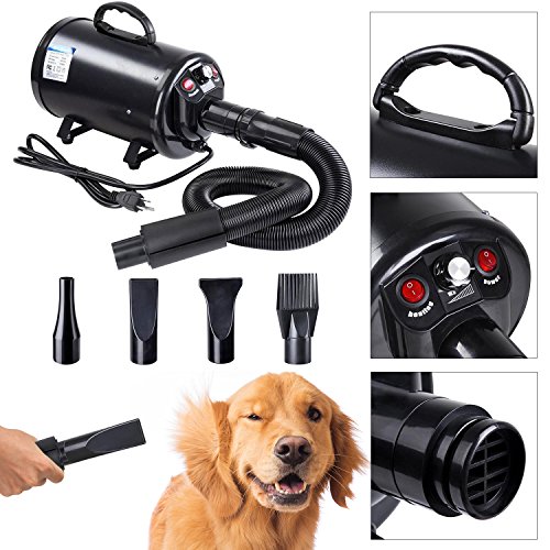 Click Here to See More Images Koval Inc. 3.2HP Pet Hair Dryer Quick Blower W 4 Nozzles (Black)