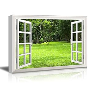 Creative Window View Garden Green Grass