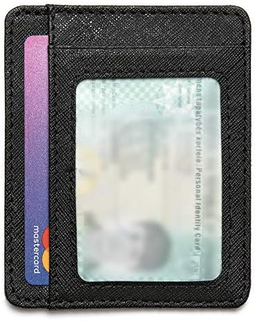 Mercor Card Holder Wallet - RFID Blocking Slim & Safe Minimalist – 6 Slots For Credit Cards & Cash - Rugged Black + ID Slot