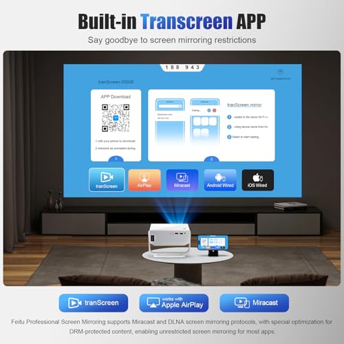 2026 Smart Projector Built-in-Apps, Android TV, Supported 4K/Native 1080P, 270 ANSI, Wifi 6 Bluetooth 5.2, Portable Mini Movie Projector for Bedroom Home, Auto Keystone, iOS/Switch/PS5