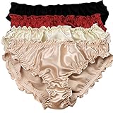 Yanglovele Women's Soft 100% Mulberry Silk Ruffles Briefs Underwear Low Waist