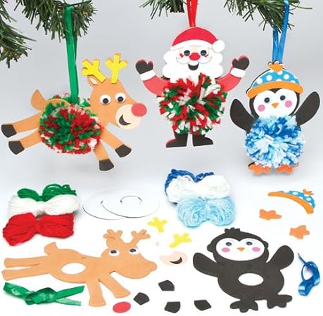 Amazon クリスマスツリー ポンポンキャラクター オーナメント キッズ手作りキット 3個入り 手芸キット 通販