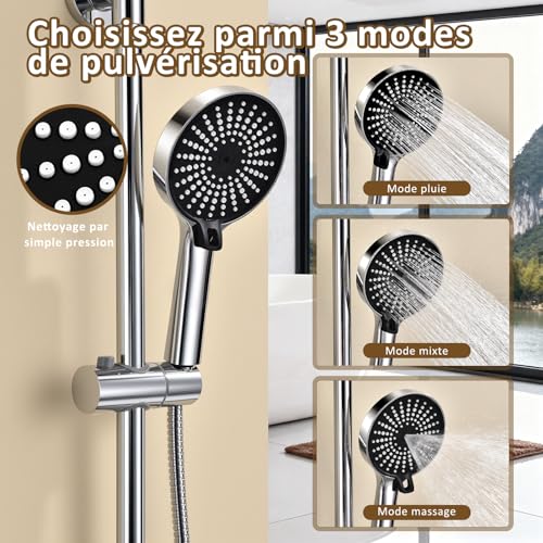 KeeGone Complete Non Thermostatic Shower Set - 26cm Rainfall Shower Head and Triple Function Hand Shower, No Thermostatic Mixer Tap