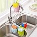 Grocery House Sponge Sink Holder, Hanging Silicone Kitchen Gadget Storage Organizer, Baskets Drain Bag (Gray)