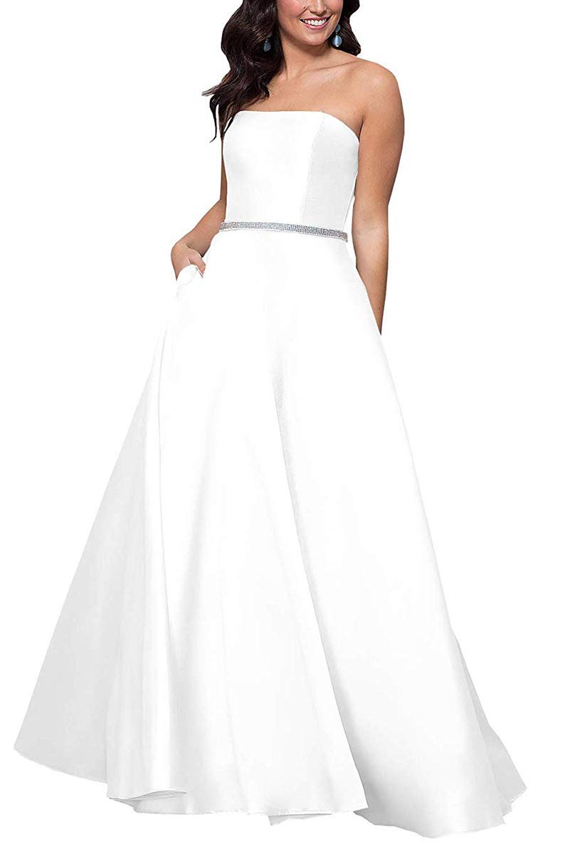 Rjer Beaded Prom Dresses Long A Line Satin Formal Evening Gowns for