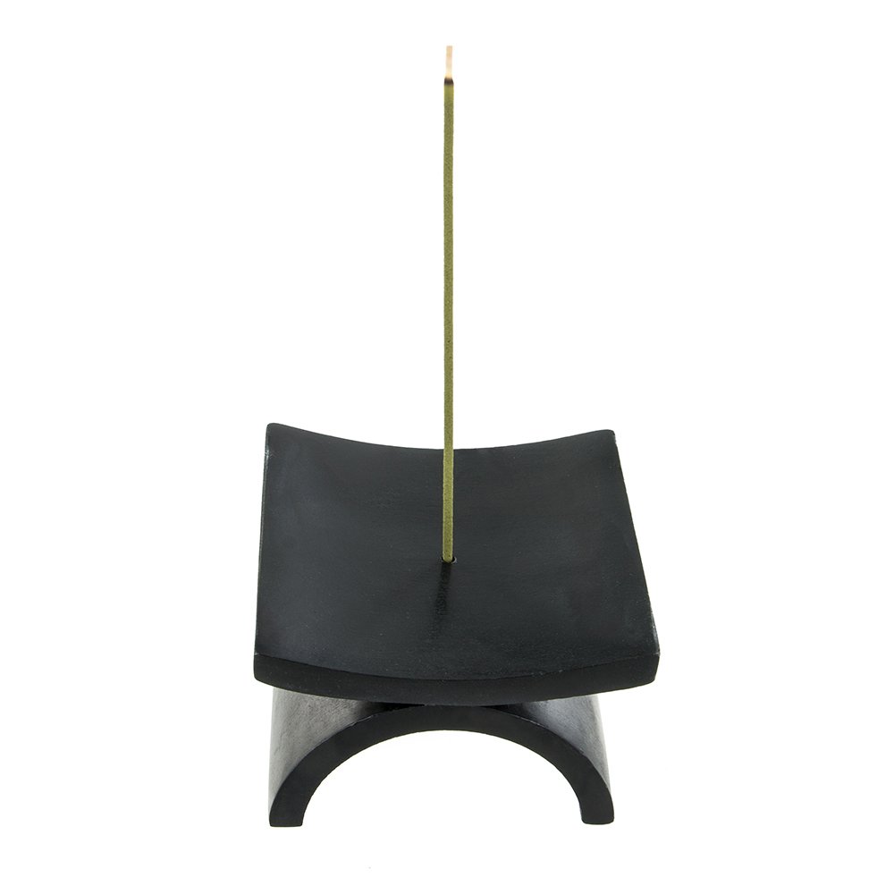 Japanese Incense Stick Holder - Eko Black Natural Stone Joss Burner - zen minded