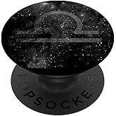 Libra Galaxy Space Stars Constellation Cosmic Black White PopSockets Adhesive PopGrip